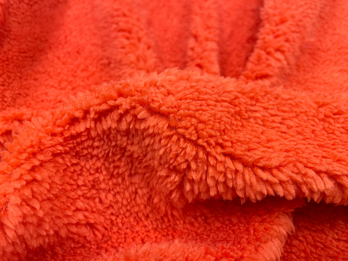 Orange Sherpa Faux Fur #21 100% Polyester Medium Pile Super Soft Stretch  Fabric Very Soft 58