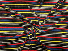 Load image into Gallery viewer, Rainbow Stripe Rib Knit Print #27 4x2 Jersey Knit Polyester Rayon Spandex Stretch 190GSM Apparel Fabric 58&quot;-60&quot; Wide By The Yard