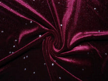 Load image into Gallery viewer, Burgundy Sequin Shimmer #85 Stretch Velvet Polyester Spandex 250 GSM Luxury Apparel Fabric 55&quot;-56&quot; Wide By The Yard