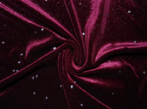 Burgundy Sequin Shimmer #85 Stretch Velvet Polyester Spandex 250 GSM Luxury Apparel Fabric 55"-56" Wide By The Yard