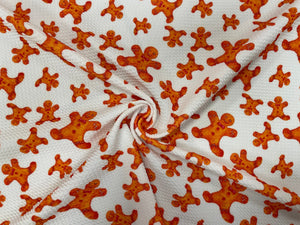 Gingerbread Man Bullet Print #470 Ribbed Scuba Techno Double Knit 2-Way Stretch Poly Spandex Apparel Craft Fabric 58"-60" Wide BTY