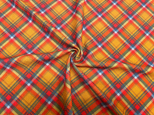 Fall Plaid Bullet Print #402 Ribbed Scuba Techno Double Knit 2-Way Stretch Poly Spandex Apparel Craft Fabric 58"-60" Wide BTY