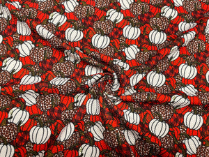 Leopard Fall Pumpkin Bullet Print #420 Ribbed Scuba Techno Double Knit 2-Way Stretch Poly Spandex Apparel Craft Fabric 58"-60" Wide BTY