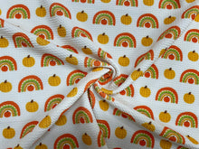 Load image into Gallery viewer, Rainbow Pumpkin Fall Bullet Print #424 Ribbed Scuba Techno Double Knit 2-Way Stretch Poly Spandex Apparel Craft Fabric 58&quot;-60&quot; Wide BTY