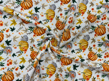 Load image into Gallery viewer, Fall Pumpkin Bullet Print #433 Ribbed Scuba Techno Double Knit 2-Way Stretch Poly Spandex Apparel Craft Fabric 58&quot;-60&quot; Wide BTY