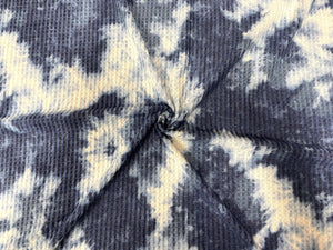 Tie-Dye Brushed Waffle Knit Print #28 Blues White Poly Rayon Spandex 200 GSM Medium Weight 58"-60" Wide By The Yard