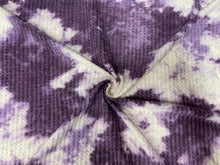 Load image into Gallery viewer, Tie-Dye Brushed Waffle Knit Print #32 Purples Whites Poly Rayon Spandex 200 GSM Medium Weight 58&quot;-60&quot; Wide By The Yard