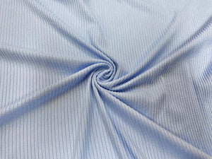Light Blue DBP 4X2 Rib Knit #26 Double Brushed Polyester Spandex Stretch 190GSM Apparel Fabric 58"-60" Wide By The Yard