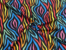 Load image into Gallery viewer, Zebra Animal Neons Bullet Print #517 Ribbed Scuba Techno Double Knit 2-Way Stretch Poly Spandex Apparel Craft Fabric 58&quot;-60&quot; Wide BTY