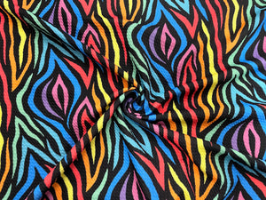 Zebra Animal Neons Bullet Print #517 Ribbed Scuba Techno Double Knit 2-Way Stretch Poly Spandex Apparel Craft Fabric 58"-60" Wide BTY