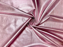 Load image into Gallery viewer, Shiny Rose Gold Pink Pleather Faux Leather Stretch Vinyl Polyester Spandex 190 GSM Apparel Craft Fabric 58&quot;-60&quot; Wide By The Yard