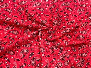 Bandana Paisley Bullet Print #528 Ribbed Scuba Techno Double Knit 2-Way Stretch Poly Spandex Apparel Craft Fabric 58"-60" Wide BTY