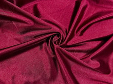 Load image into Gallery viewer, Burgundy Satin Stretch Knit #12 240 GSM Shiny 2-Way Stretch Fabric Polyester Spandex Casino Apparel Craft Fabric 58&quot;-60&quot; Wide By The Yard