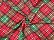 Load image into Gallery viewer, Christmas Xmas Plaid Bullet Print #599 Ribbed Scuba Techno Double Knit 2-Way Stretch Poly Spandex Apparel Craft Fabric 58&quot;-60&quot; Wide BTY