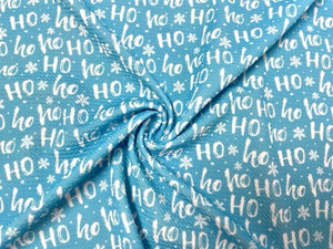 HoHoHo Christmas Xmas Bullet Print #610 Ribbed Scuba Techno Double Knit 2-Way Stretch Poly Spandex Apparel Craft Fabric 58"-60" Wide BTY