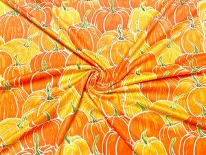 Pumpkin Patch Fall DBP Print #659 Double Brushed Polyester Spandex Apparel Stretch Fabric 190 GSM 58"-60" Wide By The Yard