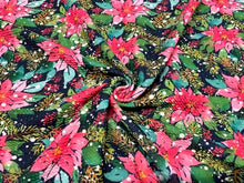 Load image into Gallery viewer, Christmas Floral Xmas Bullet Print #634 Ribbed Scuba Techno Double Knit 2-Way Stretch Poly Spandex Apparel Craft Fabric 58&quot;-60&quot; Wide BTY
