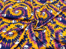 Load image into Gallery viewer, Tie Dye Skull Bullet Print #639 Ribbed Scuba Techno Double Knit 2-Way Stretch Poly Spandex Apparel Craft Fabric 58&quot;-60&quot; Wide BTY