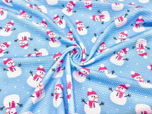 Load image into Gallery viewer, Snowman Christmas Bullet Print #663 Ribbed Scuba Techno Double Knit 2-Way Stretch Poly Spandex Apparel Craft Fabric 58&quot;-60&quot; Wide BTY