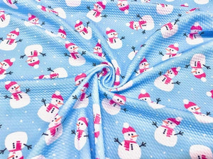 Snowman Christmas Bullet Print #663 Ribbed Scuba Techno Double Knit 2-Way Stretch Poly Spandex Apparel Craft Fabric 58"-60" Wide BTY