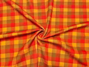 Fall Plaid Bullet Print #572 Ribbed Scuba Techno Double Knit 2-Way Stretch Poly Spandex Apparel Craft Fabric 58"-60" Wide BTY