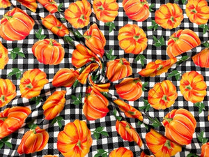 Pumpkin Buffalo Plaid DBP Print #609 Double Brushed Polyester Spandex Apparel Stretch Fabric 190 GSM 58"-60" Wide By The Yard