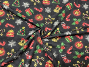 Neon Christmas Xmas Bullet Print #616 Ribbed Scuba Techno Double Knit 2-Way Stretch Poly Spandex Apparel Craft Fabric 58"-60" Wide BTY