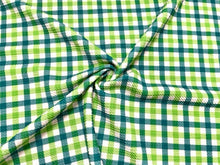 Load image into Gallery viewer, Green Gingham Plaid Bullet Print #700 Ribbed Scuba Techno Double Knit 2-Way Stretch Poly Spandex Apparel Craft Fabric 58&quot;-60&quot; Wide BTY