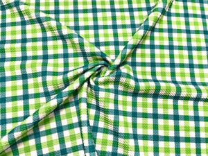 Green Gingham Plaid Bullet Print #700 Ribbed Scuba Techno Double Knit 2-Way Stretch Poly Spandex Apparel Craft Fabric 58"-60" Wide BTY