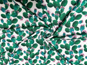 Succulent Cacti Cactus 4x2 Rib Knit Print #156 Polyester Spandex Stretch 190GSM Apparel Fabric 58"-60" Wide By The Yard