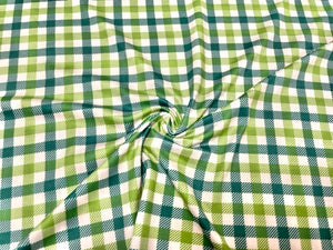 Gingham St. Patrick's Day DBP Print #717 Double Brushed Polyester Spandex Apparel Stretch Fabric 190 GSM 58"-60" Wide By The Yard