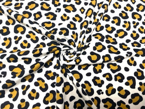 Leopard Animal Mustard Cotton Spandex Print #40 230GSM Jersey Knit Stretch Exercise Apparel Fabric Photography 58"-60" Wide By The Yard