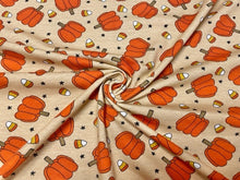 Load image into Gallery viewer, Brittany Frost Designs Pumpkin Cotton Spandex Print #76 230GSM Jersey Knit Stretch Exercise Apparel Fabric 58&quot;-60&quot; Wide By The Yard