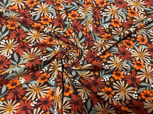 Brittany Frost Designs Fall Floral Cotton Spandex Print #79 230GSM Jersey Knit Stretch Exercise Apparel Fabric 58"-60" Wide By The Yard