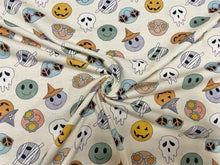 Load image into Gallery viewer, Spooky Faces Cotton Spandex Print #37 230GSM Jersey Knit Stretch Exercise Apparel Fabric Photography 58&quot;-60&quot; Wide By The Yard