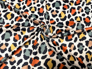 Fall Leopard Animal DBP Print #805 Double Brushed Polyester Spandex Apparel Stretch Fabric 190 GSM 58"-60" Wide By The Yard
