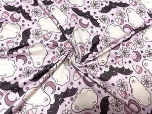 Brittany Frost Designs Purple Ghosts DBP Print #808 Double Brushed Polyester Spandex Apparel Stretch Fabric 190 GSM 58"-60" Wide By The Yard