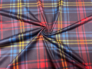 Holiday Plaid Multi-Color DBP Print #843 Double Brushed Polyester Spandex Apparel Stretch Fabric 190 GSM 58"-60" Wide By The Yard