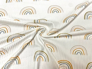 Rainbow DBP 4x2 Rib Knit Print #273 Double Brushed Poly Spandex Stretch 190GSM Apparel Fabric 58"-60" Wide By The Yard