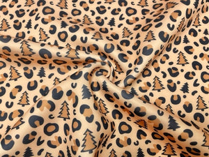 Leopard Christmas Tree Super Scuba Techno Print #68 Double Knit Stretch Fabric Poly Spandex Apparel Craft Fabric 58"-60" Wide By The Yard