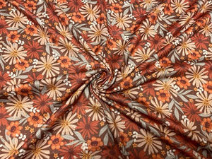 Brittany Frost Designs Fall Floral DBP Print #796 Double Brushed Polyester Spandex Apparel Stretch Fabric 190 GSM 58"-60" Wide By The Yard