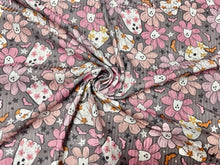 Load image into Gallery viewer, 4x2 Rib Brittany Frost Designs Floral Ghosts DBP Knit Print #327 Double Brush Poly Spandex Stretch 190GSM Fabric 58&quot;-60&quot; Wide By The Yard