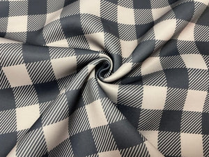 Buffalo Plaid Taupe Super Scuba Techno Print #108 Double Knit Stretch Fabric Poly Spandex Apparel Craft Fabric 58"-60" Wide By The Yard