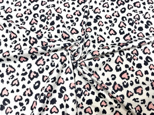 Pink Leopard Animal DBP Print #838 Double Brushed Polyester Spandex Apparel Stretch Fabric 190 GSM 58"-60" Wide By The Yard