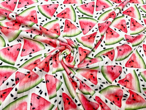 8x3 Watermelon Fruit DBP Knit Print #364 Double Brushed Poly Spandex Stretch 190GSM Apparel Fabric 58"-60" Wide By The Yard