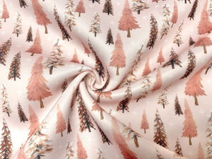 Pink Christmas Tree Super Scuba Techno Print #71 Double Knit Stretch Fabric Poly Spandex Apparel Craft Fabric 58"-60" Wide By The Yard