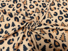 Load image into Gallery viewer, 4x2 Rib Knit Leopard Spot Christmas Tree DBP Print #431 Double Brushed Poly Spandex Stretch 190GSM Apparel Fabric 58&quot;-60&quot; Wide By The Yard
