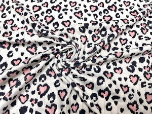 8x3 Pink Leopard Spot Animal DBP Knit Print #390 Double Brushed Poly Spandex Stretch 190GSM Apparel Fabric 58"-60" Wide By The Yard