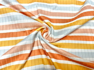 8x3 Fall Stripes DBP Knit Print #398 Double Brushed Poly Spandex Stretch 190GSM Apparel Fabric 58"-60" Wide By The Yard