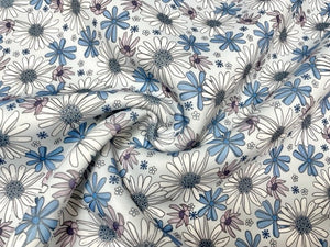 Brittany Frost Designs Winter Floral Super Scuba Techno Print #185 Double Knit Stretch Fabric Poly Spandex Fabric 58"-60" Wide By The Yard